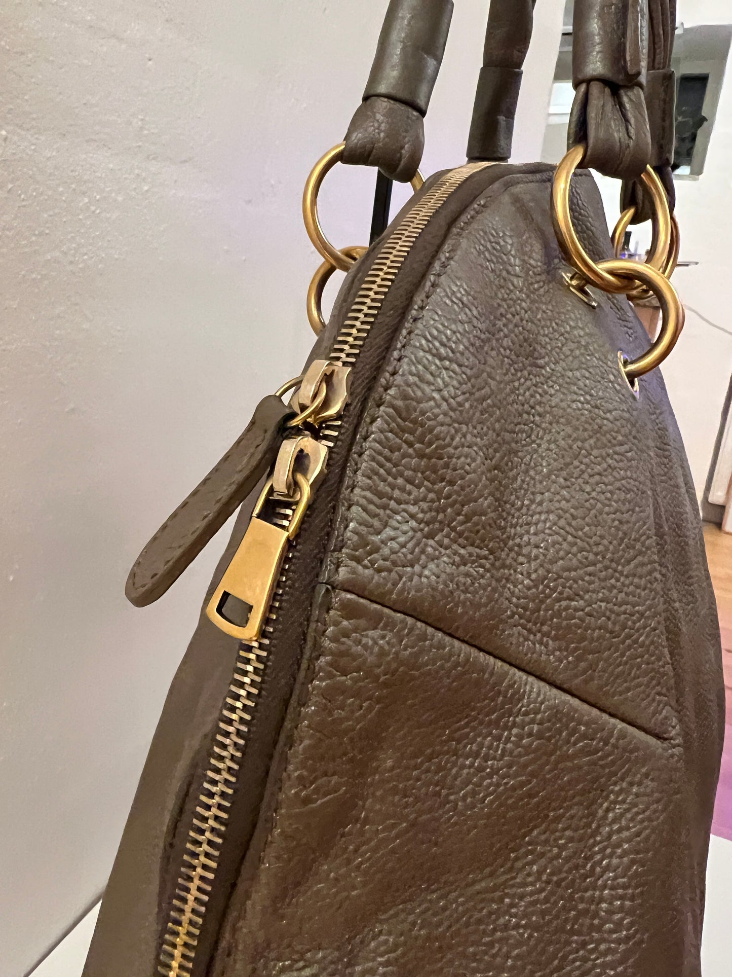 Saint Laurent Paris Grey Metallic Leather Satchel
