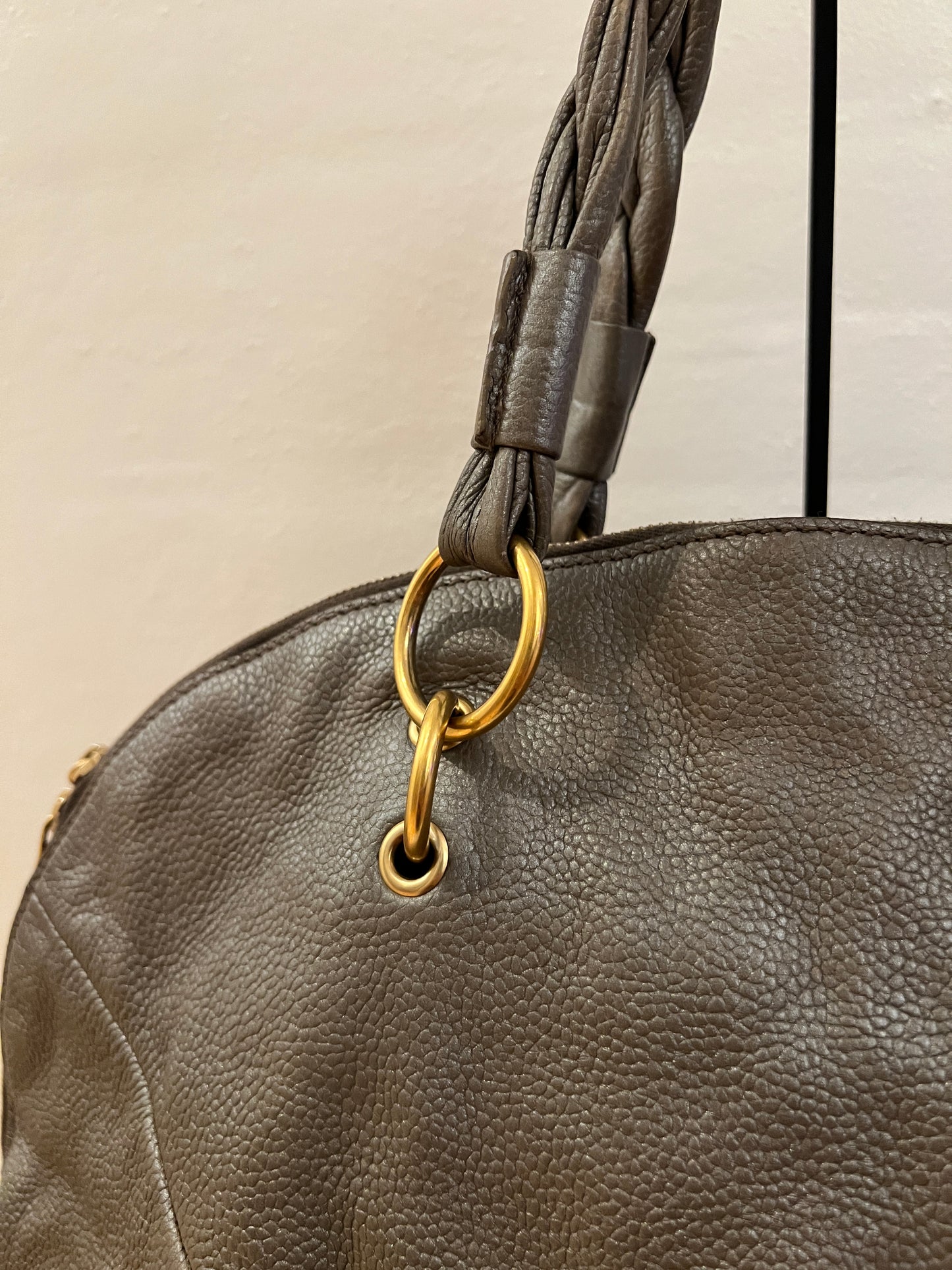 Saint Laurent Paris Grey Metallic Leather Satchel