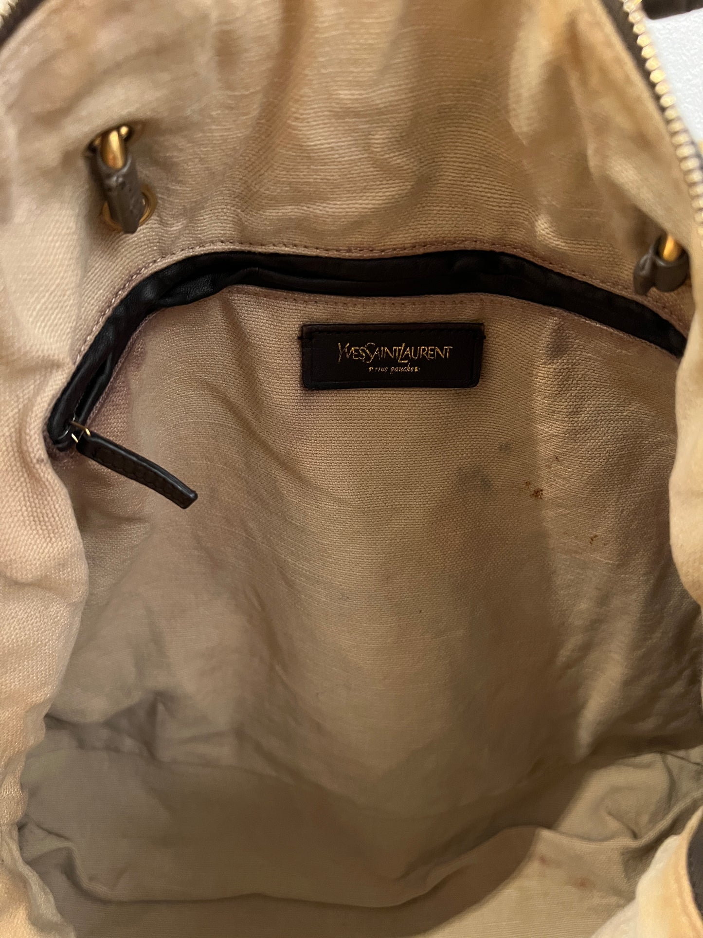 Saint Laurent Paris Grey Metallic Leather Satchel