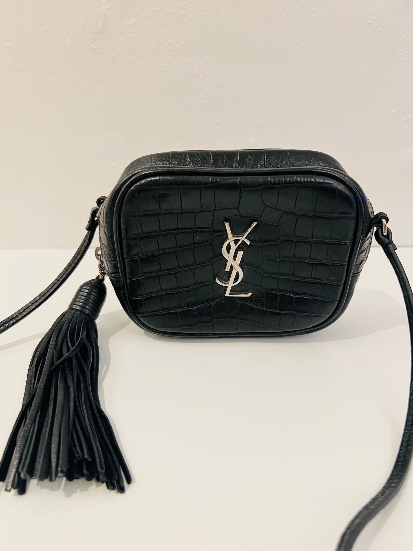 Saint Laurent Croc Monogram Blogger Bag