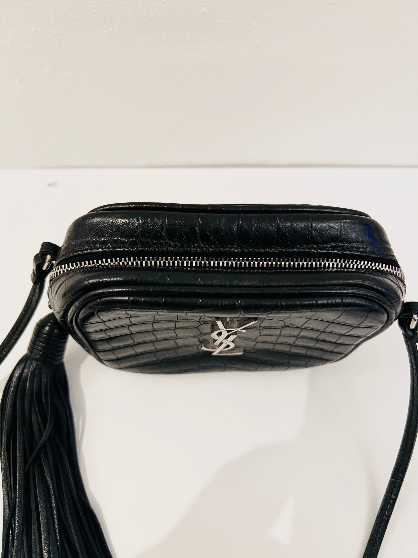 Saint Laurent Croc Monogram Blogger Bag
