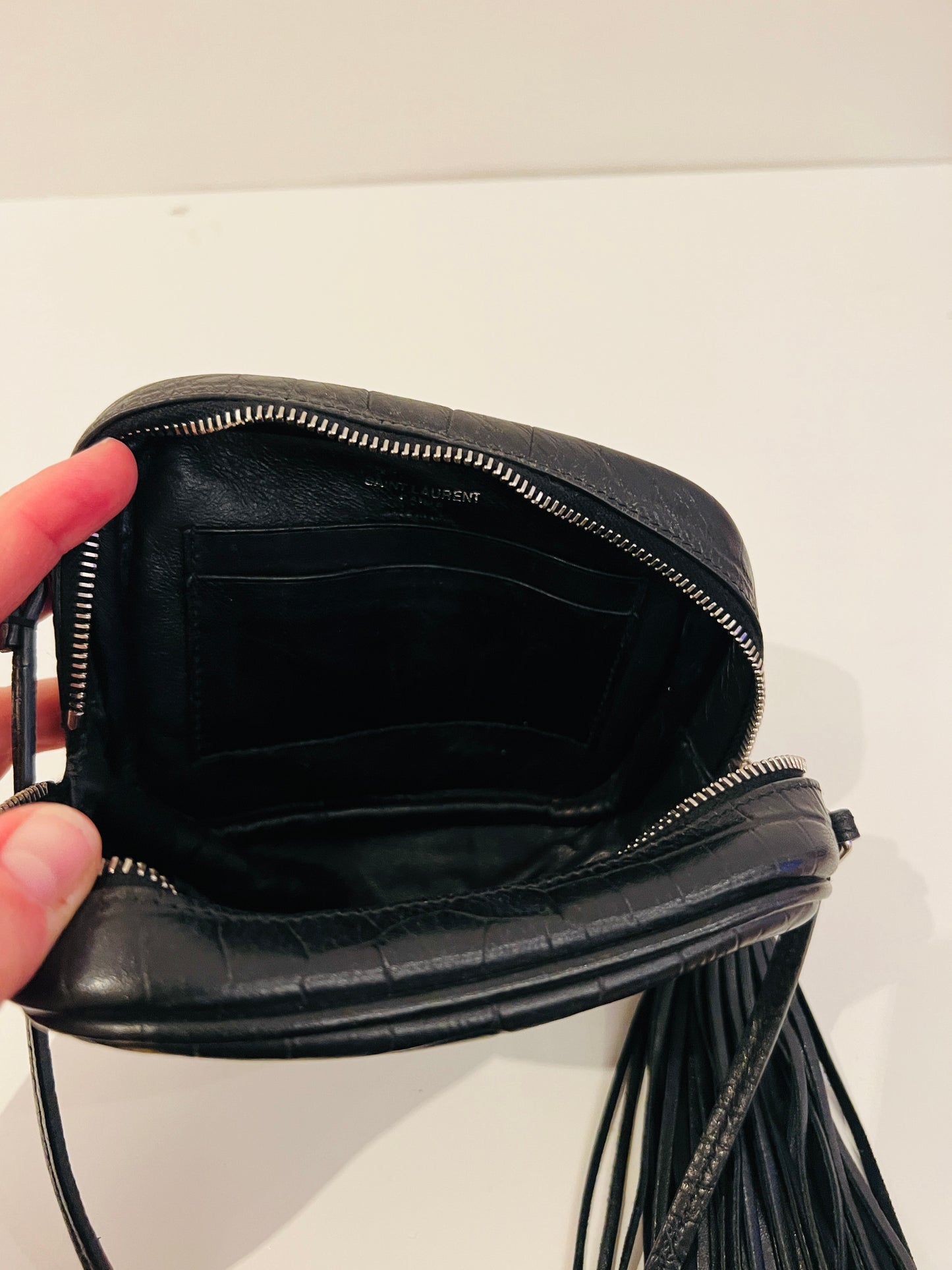 Saint Laurent Croc Monogram Blogger Bag