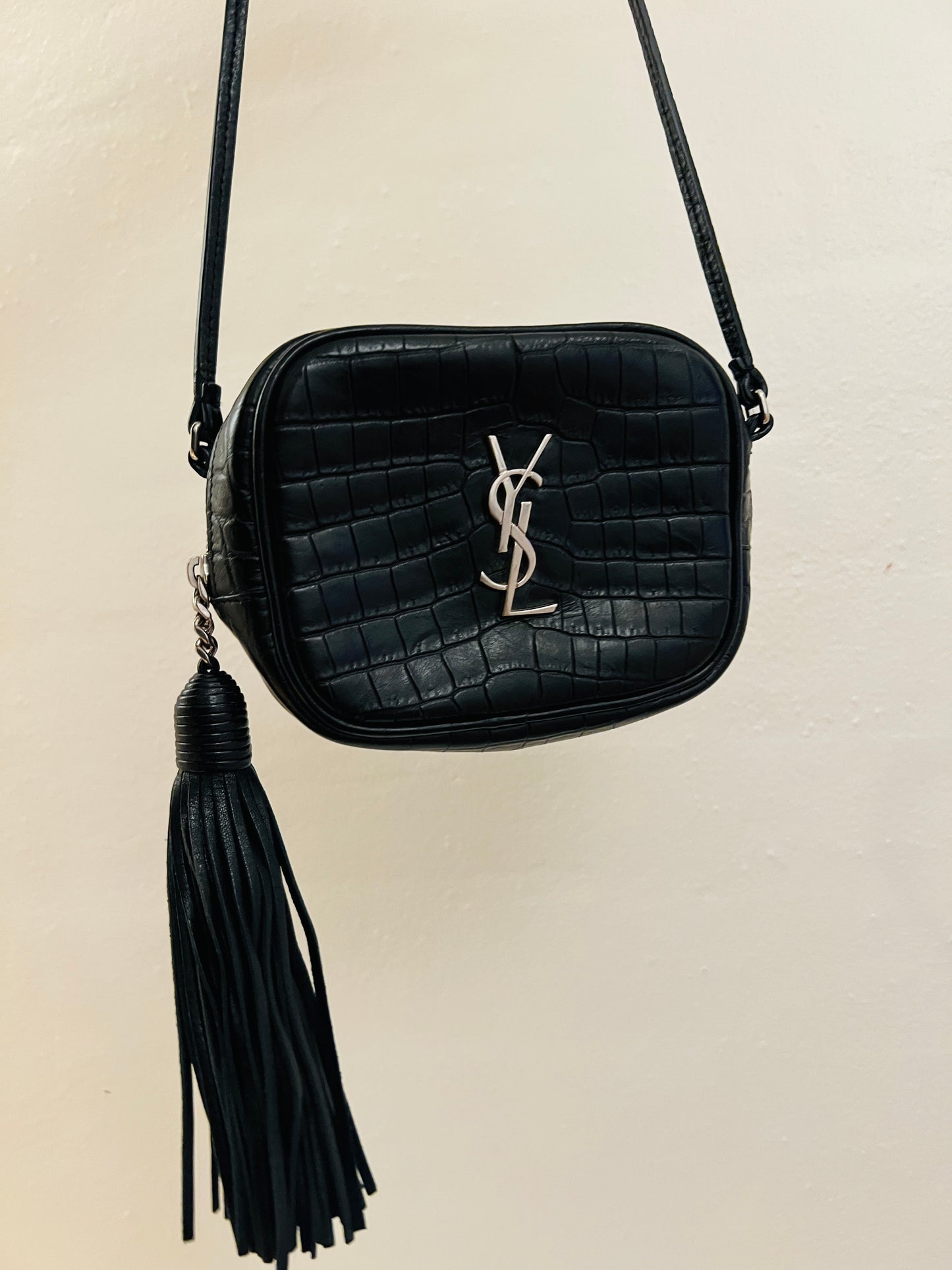 Saint Laurent Croc Monogram Blogger Bag