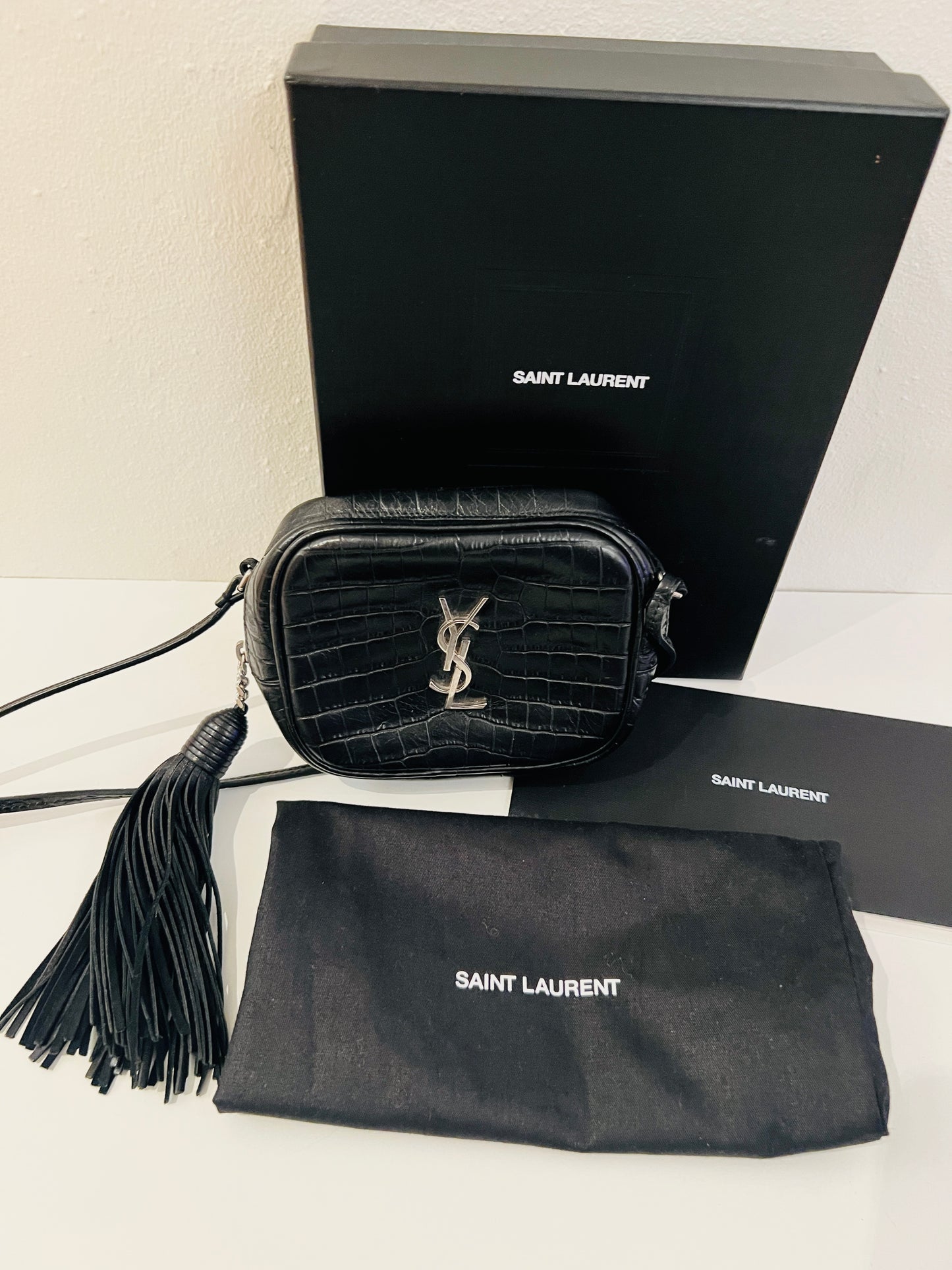 Saint Laurent Croc Monogram Blogger Bag